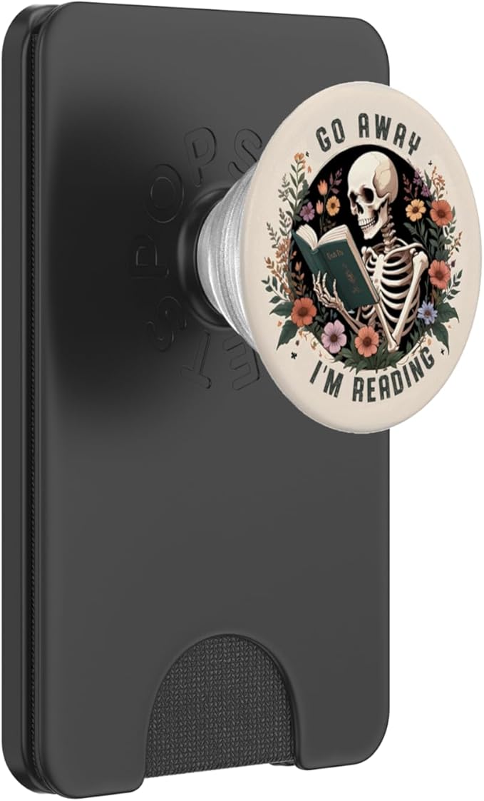Go Away I'm Reading Funny Skeleton Book Lovers Bookish PopSockets PopWallet for MagSafe