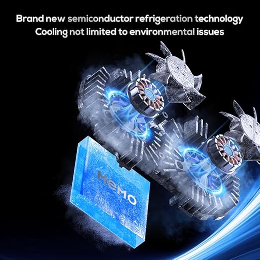 Mobile Phone Cooler with RGB Backlight and Temp Display Cellphone Cooling Fan with Dual Semi-Conductor Cooling Chip Compatible for iPhones/Android Phone Width from 6 to 8 cm