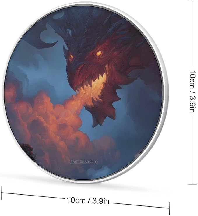 Dragon Breathing Fire Fast Portable Charger 10W Funny Graphic Phone Charging Pad with USB Cable
