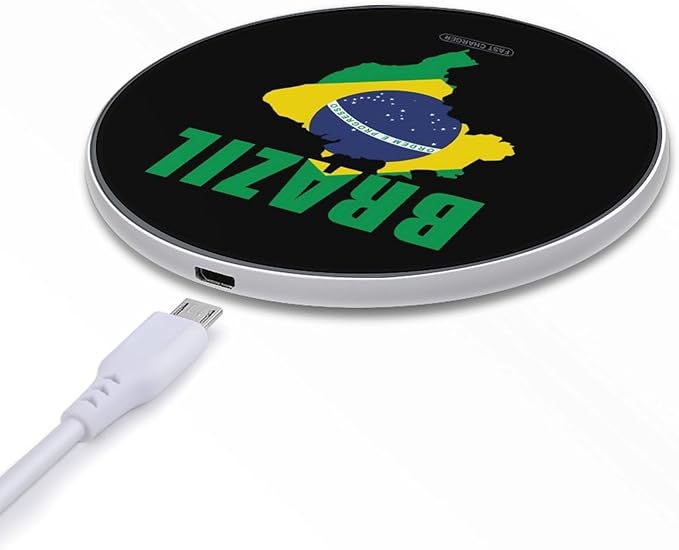 Brazil Brazilian Map Flag Fast Portable Charger 10W Funny Graphic Phone Charging Pad with USB Cable