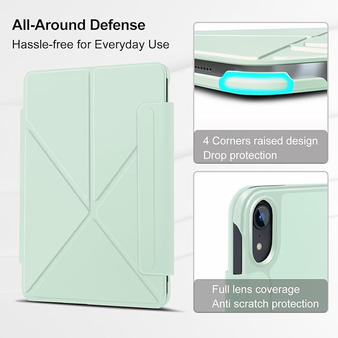 for iPad Air 11 Inch Case M4/M3/M2(2026&amp2025&amp2024)Slim Powerful Magnetic iPad Air 5/4th Case 10.9 Inch4 Standibg AnglesVertical Stand Coverwith Auto Wake/Sleep and with Pencil Holder - Gree