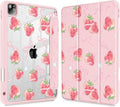 May Chen for iPad Pro 11 inch M2 4th Generation 2022 iPad Pro 11 3rd/2nd/1st Gen Case with Transparent Shockproof Back Cover [Built-in Pencil Holder Auto Sleep/Wake Bow Strawberry