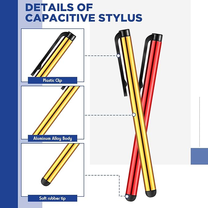 200 Pack Stylus Pens for Touch Screen Capacitive Touch Screen Stylus High Sensitivity Metal Tablet Pen Universal Fine Point Phone Pens for Back to School Universal Screens Device Tablet 10 Color