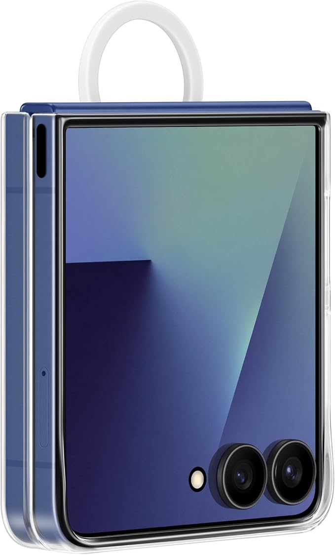 Samsung Galaxy Z Flip7 Ring Phone Case Clear Protective Cover with Built-in Ring Easy to Carry Slim Sleek US Version Transparent