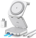 5-in-1 Wireless Charger for MagSafe AC ISLAND Portable Travel Charging Station 35W Max Fast Foldable Magnetic Stand Evolved for iPhone 17-12 &amp Air Series Apple Watch AirPods (with 35W Adapter
