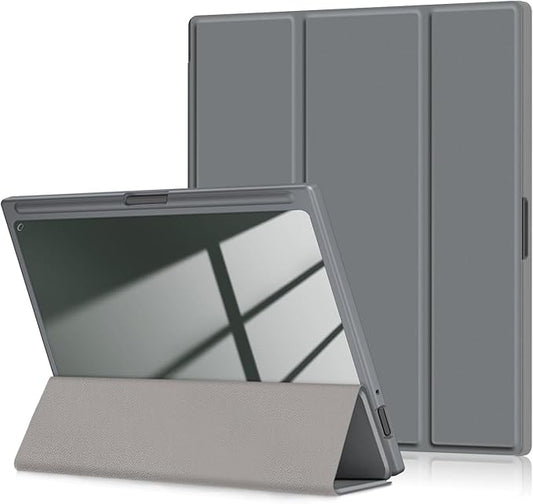Case for BOOX Note Air 3 C and B/W E Ink Tablet 10.3 ePaperSlim Drop Protection Tri-Fold Cover with Hard Shell Transparent Back and Pen Holder Stand Smart Cover with Auto Wake/SleepGrey