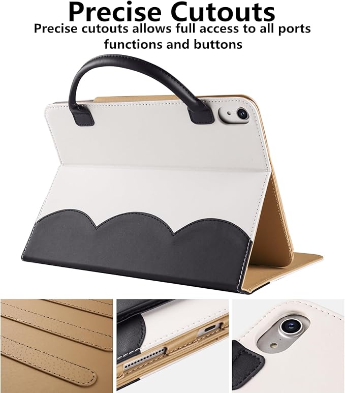 Cute Case for iPad 11 inch (A16) 2025 / 10th Generation 10.9 inch 2022 iPad 10 / 11th Gen Case Slim Handbag Leather Protective Cover with Stand Hand Strap Pocket for Girls Woman KidsBlack