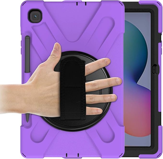 KIQ Shield Series Galaxy S6 Lite Case Heavy Duty Tablet Shockproof Rugged Tab S6 Lite Cover W/Stand Shoulder Strap for Samsung Galaxy Tab S6 Lite 10.4 Inch 2022/2020 P610/P613/P615/P619 - Purple