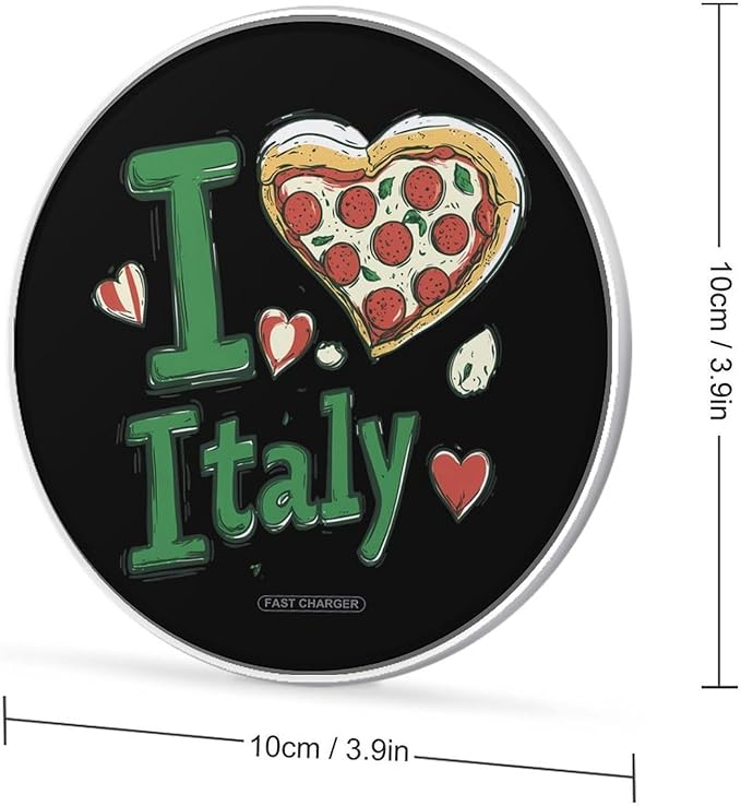 Italian Pizza I Love Italy Phone Charger Magnetic Charging Pad Anti-Slip with USB Cable