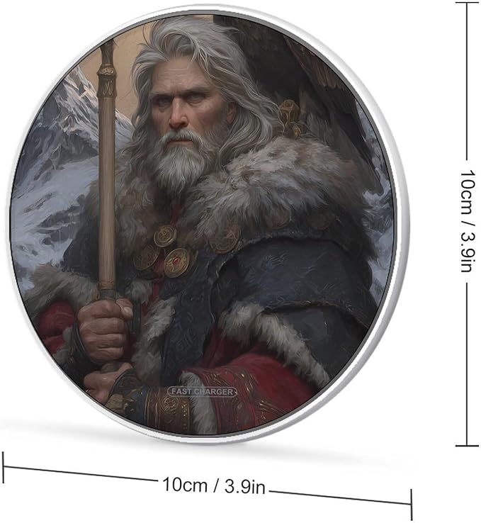 Odin God Norse Mythology Phone Charger Magnetic Charging Pad Anti-Slip with USB Cable