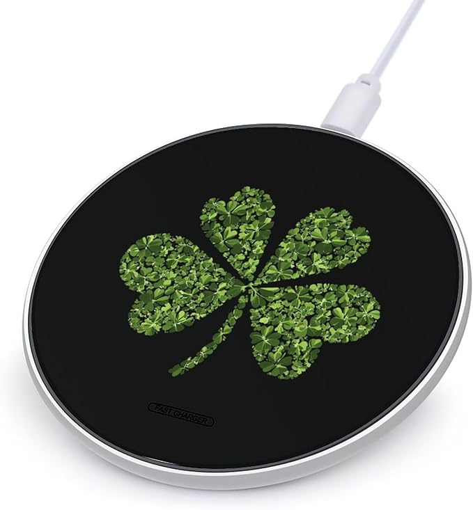 Clover St Pattys Day Leaves Wireless Charger Anti-Slip Wireless Charging Pad Slim Charger Mat for Men Women