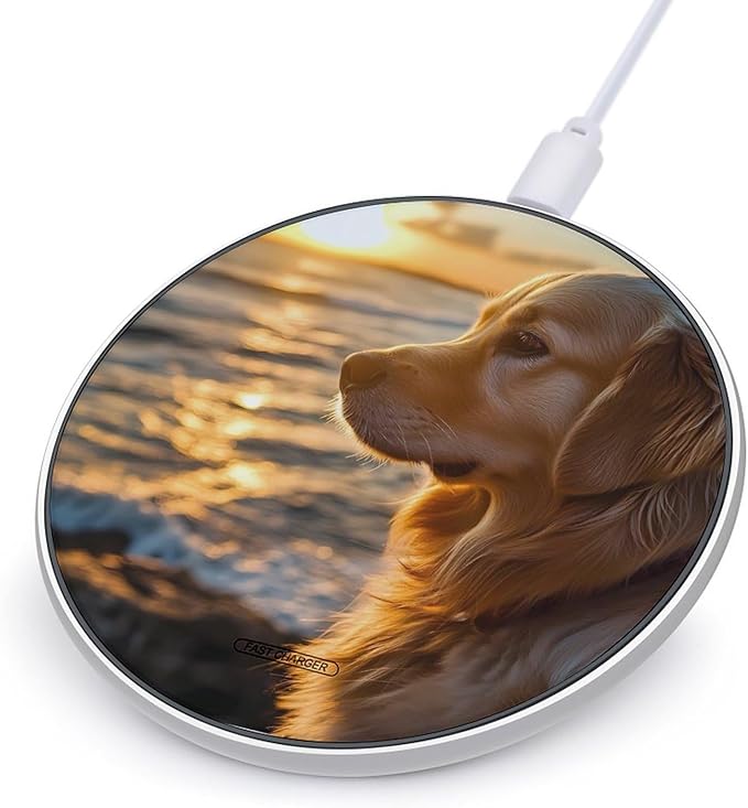 Retriever Labrador Dog Sunset Wireless Charger Anti-Slip Wireless Charging Pad Slim Charger Mat for Men Women