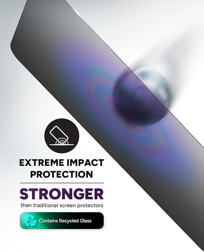 ZAGG Glass Elite Privacy Screen Protector for iPhone 16/15-2-Way Privacy Filter Ultra-Strong Tempered Glass 5X Stronger InvisibleShield Smudge-Free Easy Install Recycled Content