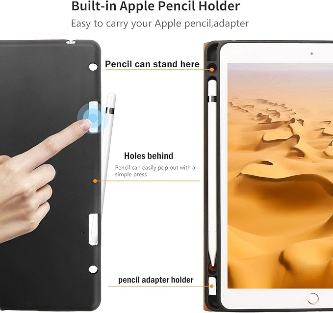 Gexmil Leather Case for iPad 10.2 inch 9th/8th/7th Gen. 2021/2020/2019 with Pencil Holder Genuine Leather Cover Auto Sleep/WakeSmart Folio Shockproof ProtectiveAnti-FingerprintFlower Brown