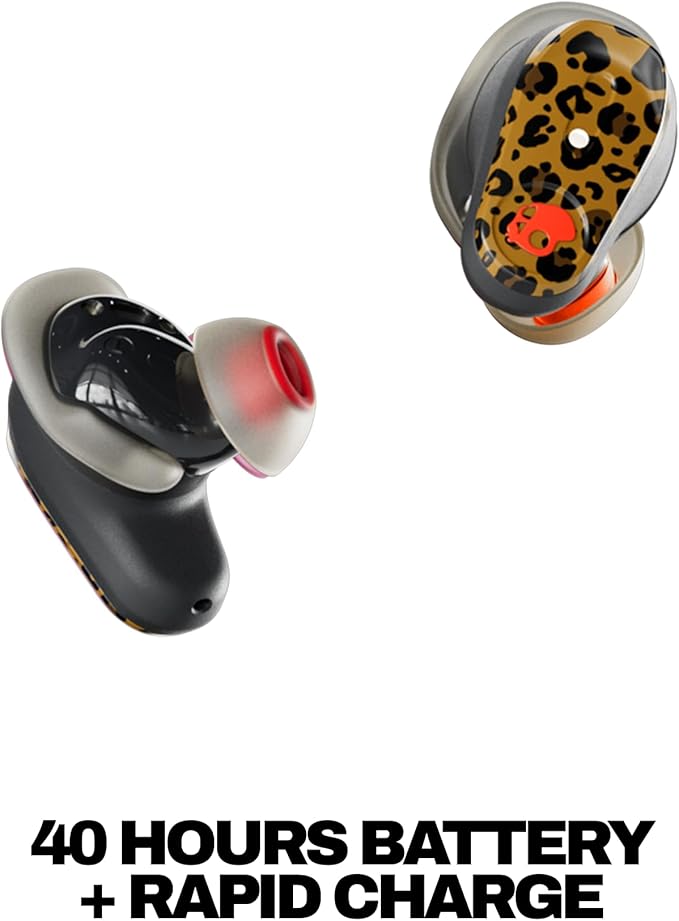 Skullcandy Method 360 ANC Wireless Earbuds Sound by Bose Bluetooth Headphones Premium Noise Cancelling Up to 40 Hrs Battery Sweat and Water Resistant Microphone for iPhone Android - Leopard
