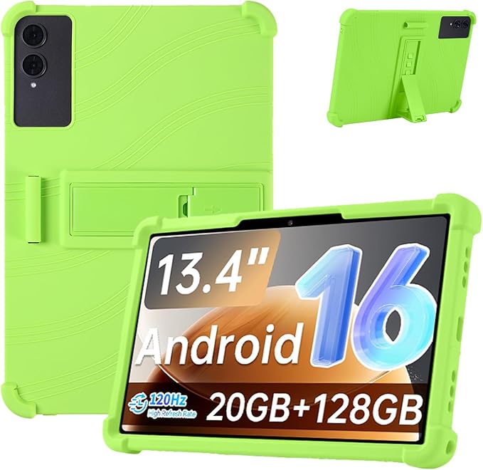 Case for TECLAST T65 13.4-Inch Tablet – Shockproof Silicone Protective Cover with Kickstand Drop-Resistant Business Style (Green)