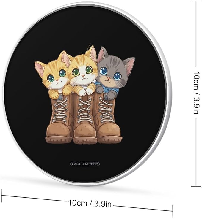 Kittens and Combat Boots Wireless Charger Anti-Slip Wireless Charging Pad Slim Charger Mat for Men Women