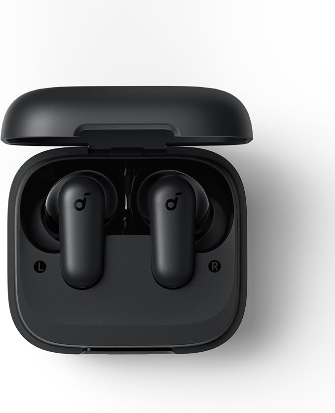 Soundcore P30i by Anker Noise Cancelling Earbuds Strong and Smart Noise Cancelling Powerful Bass 45H Playtime 2-in-1 Case and Phone Stand IP54 Wireless Earbuds Bluetooth 5.4 (Black)