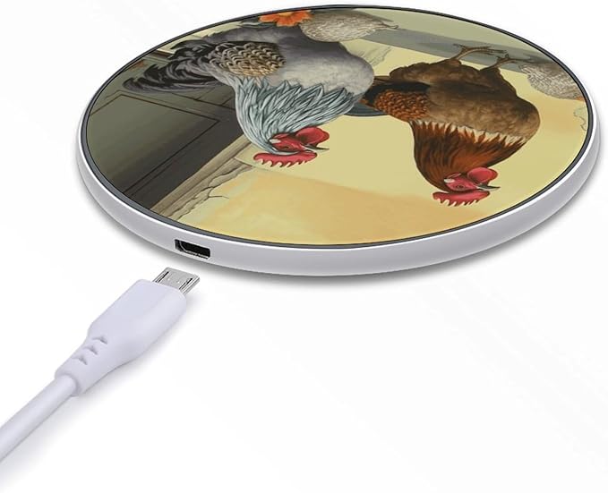 Italian Chickens Wireless Charger Fast Wireless Charging Pad with USB Cable 10W Anti-Slip Magnetic Wireless Charger Portable Slim Charger Puck Travel Charging Station
