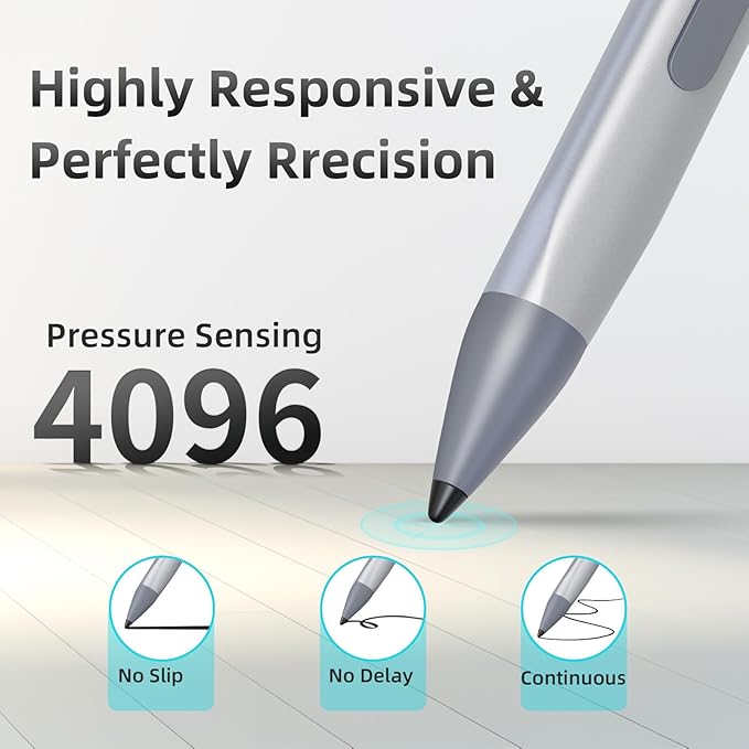 Stylus Pen for ASUS Transformer/Mini/ASUS Zenbook Flip/Pro/ASUS Vivobook Flip/Pro/Duo/ASUS Notebook Rechargeable MPP 2.0 Tilt Pen with 4096 Pressure Sensitivity Triangular Pen Body Design Silver