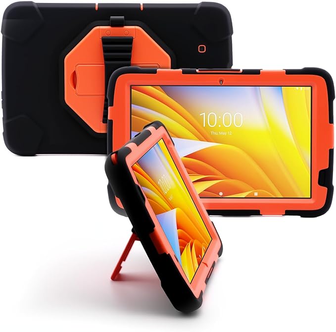 Protective Case for Zebra ET40 ET45 10 Inch Tablet Only Military Grade Shockproof Rugged Cover with Hand Strap &amp Stand SG-ET4X-10EXOSKL1-01 Compatible with Zebra Accessories (Orange)