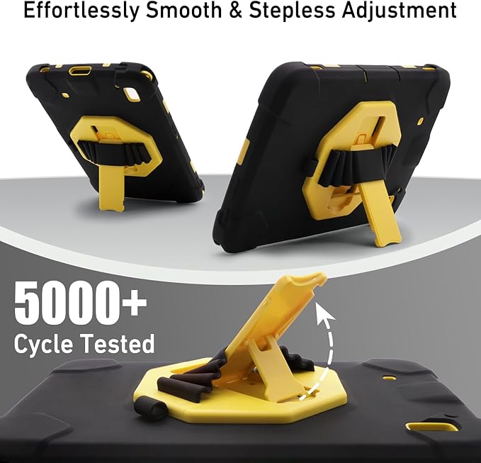 Protective Case for Zebra ET40 ET45 10 Inch Tablet Only Military Grade Shockproof Rugged Cover with Hand Strap &amp Stand SG-ET4X-10EXOSKL1-01 Compatible with Zebra Accessories (Yellow)