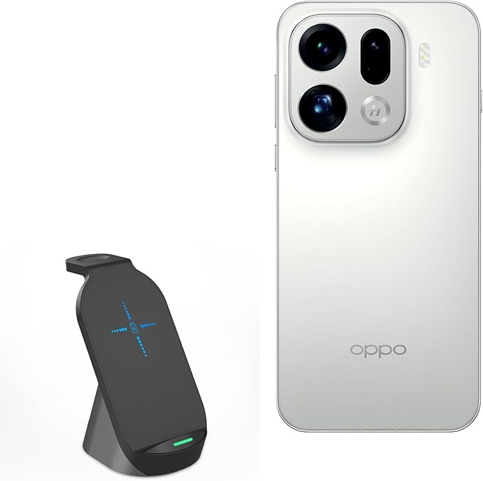 BoxWave Charger Compatible with Oppo Find X9 Pro - Compact Wireless MultiCharge Stand (10W) Wireless Qi Stand Charger Watch Earbuds - Jet Black