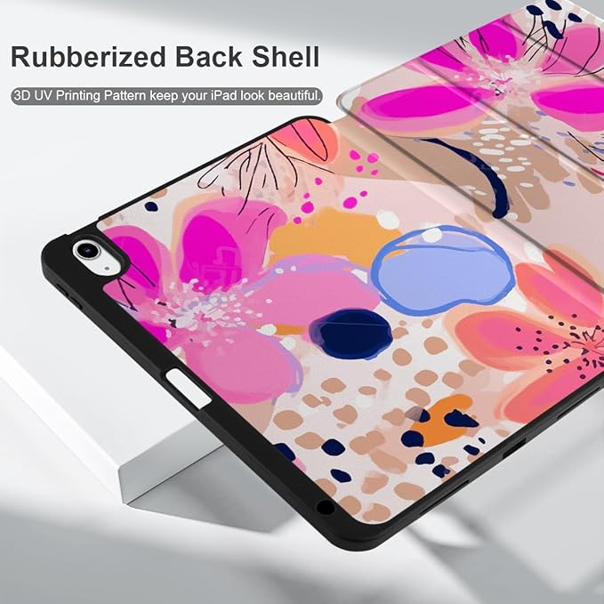 DONGKE for iPad Air 11 Inch Case M4 2026 / M3 2025 / M2 2024 &amp iPad Air 5th 2022 / 4th Gen 2020 10.9 Inch Ultra Thin Soft TPU Back Cover with Pencil Holder Support Auto Wake/Sleep Floral Artisti