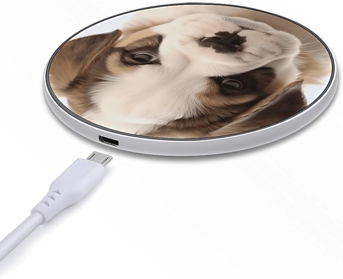 Dog Puppies Wireless Charger Fast Wireless Charging Pad with USB Cable 10W Anti-Slip Magnetic Wireless Charger Portable Slim Charger Puck Travel Charging Station