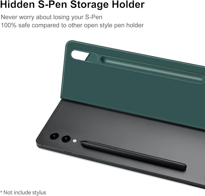 DUNNO Magnetic Case for Samsung Galaxy Tab S10+ Plus /S9+ Plus/S9 FE+ Plus with S-Pen Holder Ultra-Slim Lightweight Folio Tablet Case Auto Wake/Sleep (DarkGreen)