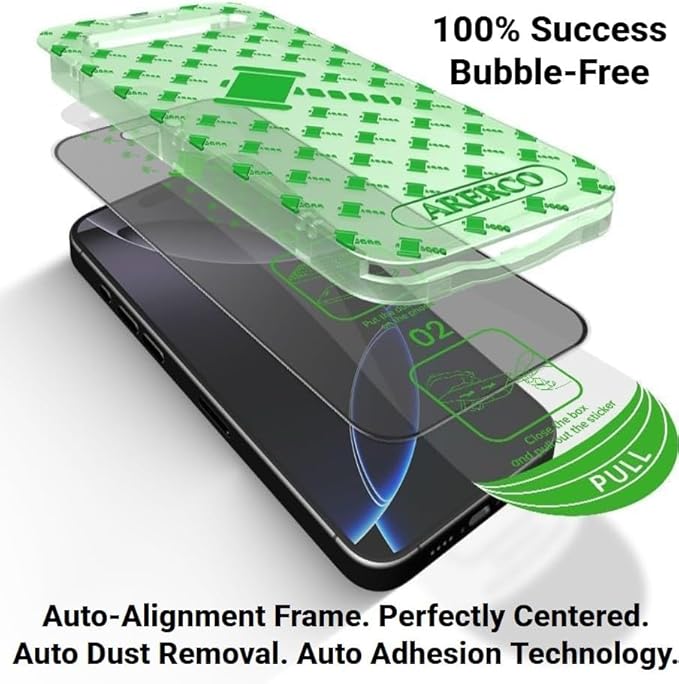 3+2Pack Privacy Screen Protector for iPhone 17 Air with Camera Lens Protector 9H+Tempered Full cover Glass Military Grade Shatterproof Anti Spy Auto Installation Frame