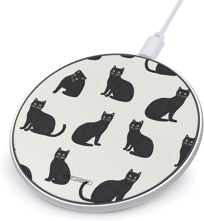 Cats Pattern Charger Pad 10W Max Fast Charging Portable Charging Station Compatible with iPhone