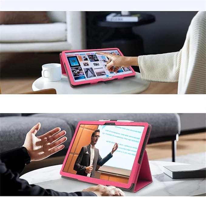 Compatible with XPPen Magic Drawing 12.2-INCH Tablet case Full Coverage Ultra Slim PU Leather Cover Case Folding Stand Cover Protective Tablet Cover with Hand Strap Magnet (Rose red)