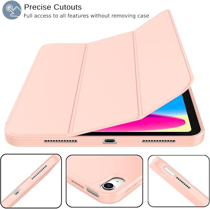 iMieet iPad (A16) Case 11th Gen/iPad 10th Generation Case [11-Inch 2025/10.9 Inch 2022] with Pencil Holder Trifold Stand Smart Cover with Soft TPU BackAuto Wake/Sleep(Bisque)
