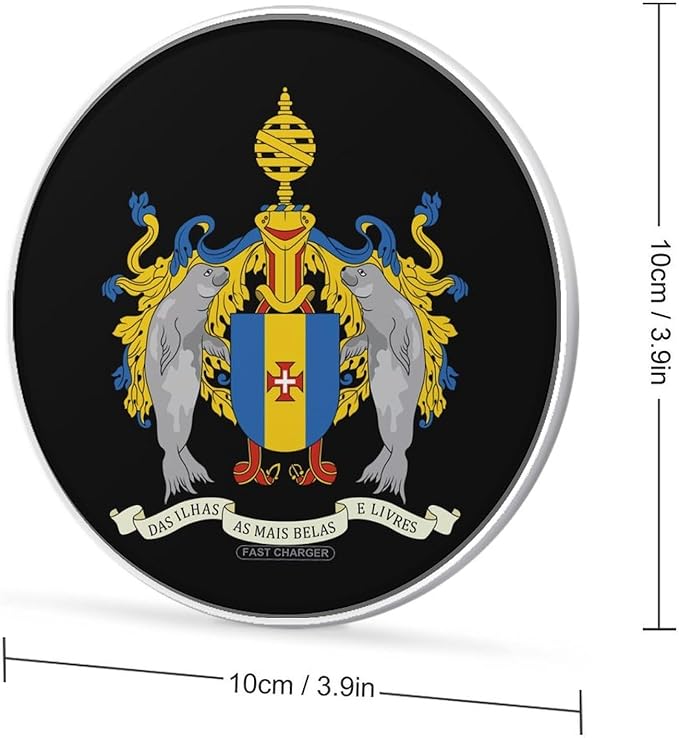 Coat of Arms of Madeira Fast Portable Charger 10W Funny Graphic Phone Charging Pad with USB Cable