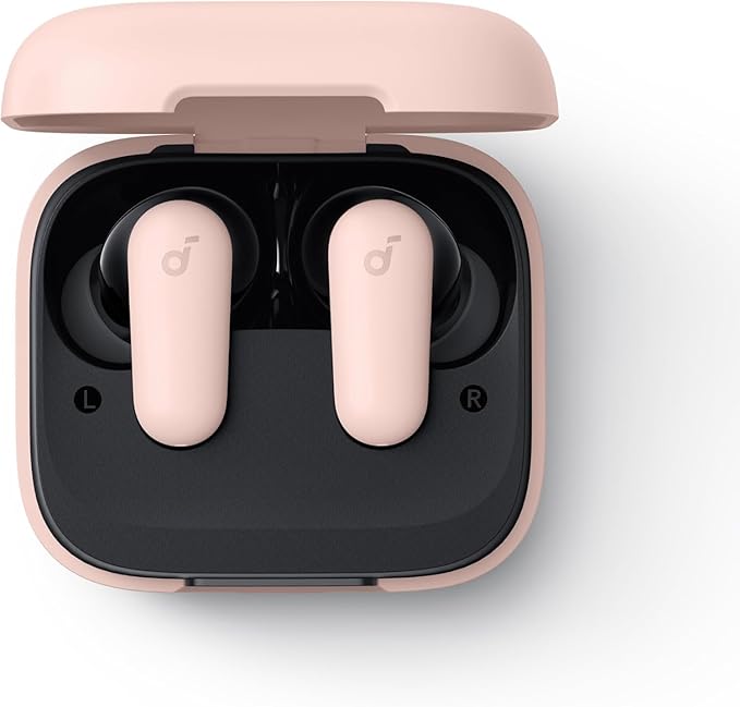 Soundcore P30i by Anker Noise Cancelling Earbuds Strong and Smart Noise Cancelling Powerful Bass 45H Playtime 2-in-1 Case and Phone Stand IP54 Wireless Earbuds Bluetooth 5.4 (Pink)