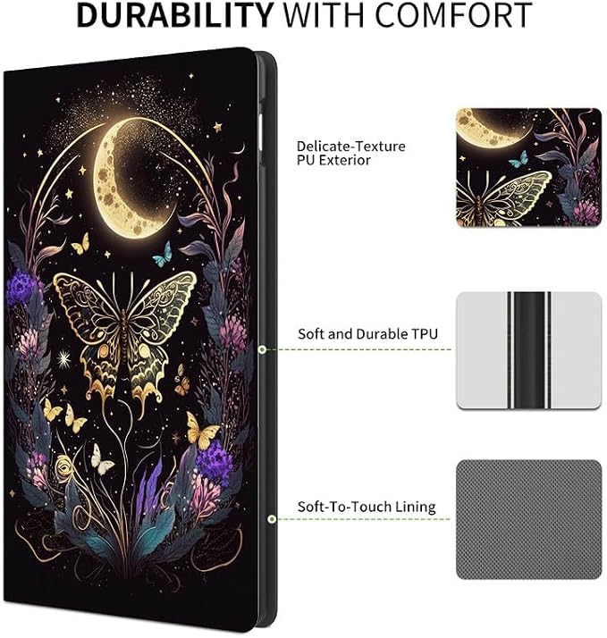 Butterfly Flowers & Gold Moon