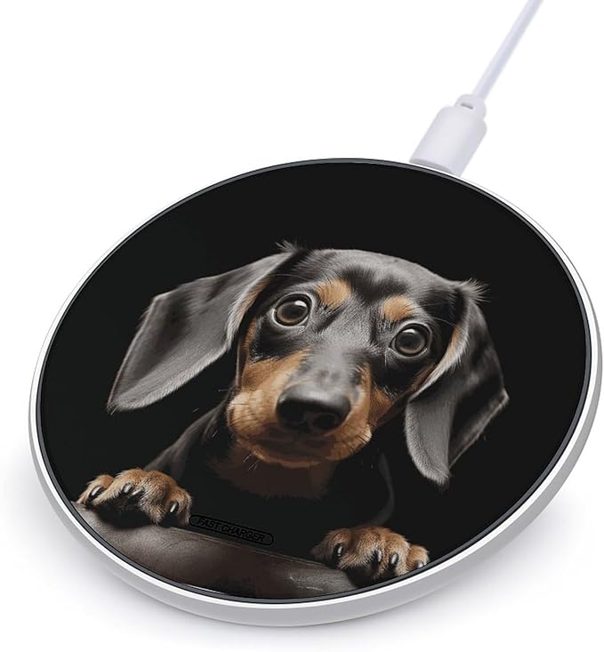 Pad Dachshund Wireless Charger Fast Wireless Charging Pad with USB Cable 10W Anti-Slip Magnetic Wireless Charger Portable Slim Charger Puck Travel Charging Station