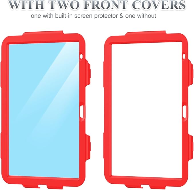 SEYMAC stock Case for iPad (A16) 11th/10th Generation 11''/10.9'' 2025/2022 Full-Body Drop Protection Case with Screen Protector &amp360° Rotate Hand Strap/Stand Red+SiliconeBlack