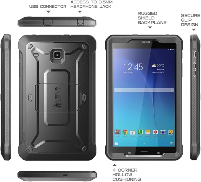 SUPCASE Unicorn Beetle Pro Series Case Designed for Galaxy Tab E 8.0 Full-body Hybrid Protective Case for with Screen Protector Galaxy Tab 8.0 Inch SM-T378/ SM-T375 / SM-T377 Tablet (Black)