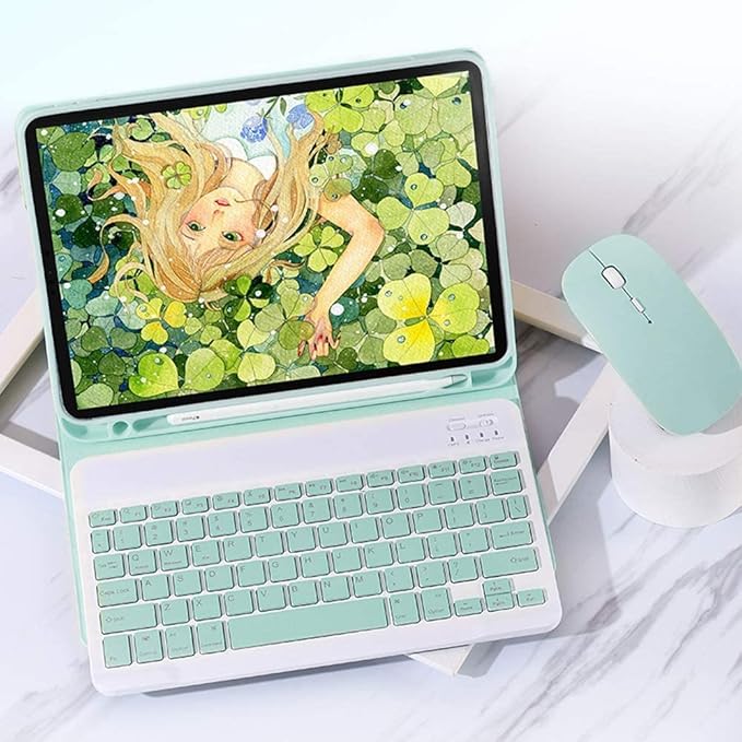 Galaxy Tab S10 Lite/S10 FE/S9 FE/S9 Case with Keyboard and Mouse Detachable Magnetic Keyboard Case with S Pen Holder (Sky Blue)