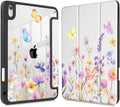 Tuiklol Case for iPad 11 inch (A16 Chip) 2025 Generation 11th / iPad 10.9 inch 2022 10th Gen Buit in Pencil Holder with Shockproof Cover Clear Transparent Back Shell Auto Wake/Sleep Purple Flower