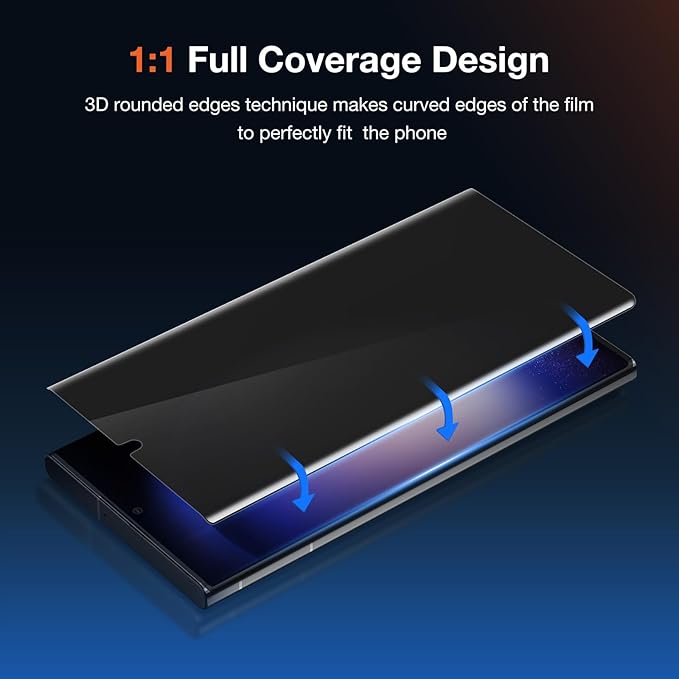 2 Pack Anti Spy Screen Protector Install kit for Samsung Galaxy S22 Ultra 5G 6.8 Inch3D Curved Full-coverage Screen Protective Film Anti-Scratch 30 Seconds Installation Sensitive Touch