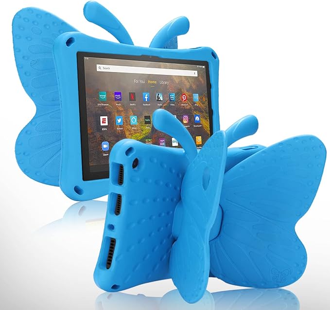 Kindle Fire Max 11 Tablet Case for Girls With Butterfly Pattern Kickstand Light EVA Full Body Rugged Shockproof Kid-Proof Protection - Blue