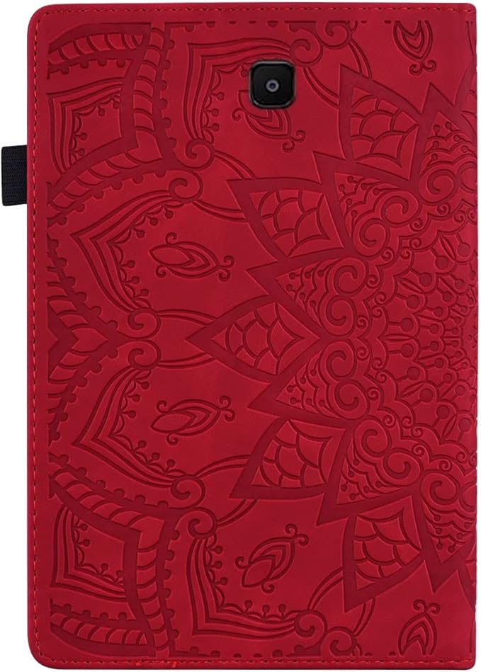YEMENGHUA Heavy Duty Protection Compatible with Samsung Galaxy Tab A 8.0 T387 SM-T387V T387T T387A Slim Lightweight Embossed PU Leather Flip Holder Tablet PC Case Card Slot Tablet Case(Vermelho)