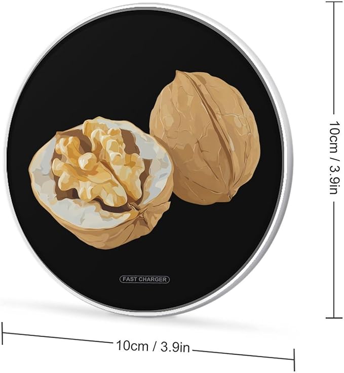 Walnut Nut Fast Portable Charger 10W Funny Graphic Phone Charging Pad with USB Cable
