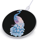 Peacock Watercolor Phone Charger Magnetic Charging Pad Anti-Slip with USB Cable