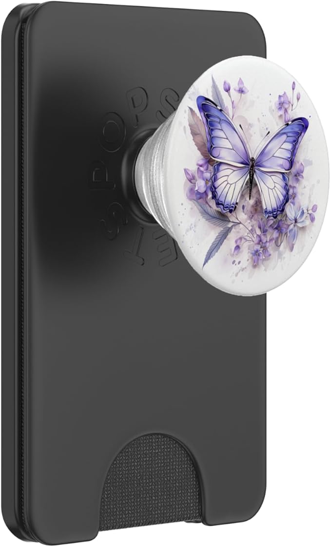 Purple Butterflies with Flowers Floral Butterfly PopSockets PopWallet for MagSafe
