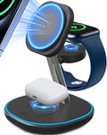 3 in 1 Wireless Charging Station for Apple MagSafe Charger 15W Fast Magnetic Phone Charger with Breathing Light for Magsafe Charger Stand for iPhone 17 16 15 14 13 12 Apple Watch AirPods Gifts