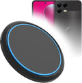 BoxWave Charger Compatible with T-Mobile REVVL 8 Pro - SwiftCharge PowerDisc Wireless Charger (15W) Qi Wireless 15W Circular Desktop Charger - Jet Black